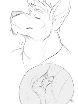 anthro anthro_pred anthro_prey closed_smile duo eyes_closed internal male male_pred male_prey mouth_closed neck_bulge oral_vore simple_background smile vore solaxe_(artist) solaxe canid canine kangaroo macropod mammal marsupial 3:4 monochrome