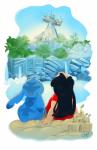 2016 5_fingers 5_toes absurd_res alien ambiguous_gender amusement_park back_markings black_hair blue_body blue_fur child clothed clothing digital_media_(artwork) digital_painting_(artwork) disney disney's_typhoon_lagoon disney_parks dress duo experiment_(lilo_and_stitch) feet female fingers footwear fur hair head_markings head_tuft hi_res human jaqi_harris lilo_and_stitch lilo_pelekai long_hair looking_up mammal markings mountain muumuu notched_ear occipital_markings rear_view red_clothing red_dress sand sand_castle sandals sculpture shipwreck signature simple_background small_tail stitch_(lilo_and_stitch) swimming_pool tail toes tuft walt_disney_world water water_park waterfall white_background young