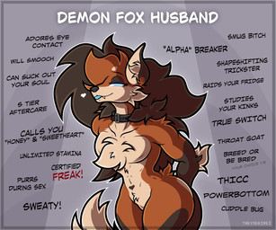 anthro arm_tuft bedroom_eyes big_butt big_eyes blep blue_eyes border brown_body brown_fur brown_hair buckle butt cheek_tuft chest_tuft choker circle_eyebrows collar crotch_tuft curvy_figure ear_tuft elbow_tuft eyebrows facial_tuft fangs fluffy fluffy_tail fur glowing glowing_eyes hair hair_over_shoulder heart_(marking) hip_tuft inner_ear_fluff jewelry leaning leaning_forward leg_markings long_hair looking_at_viewer makeup male mane markings mascara narrowed_eyes necklace orange_body orange_fur seducing_viewer seductive simple_background smile smug smug_face socks_(marking) solo tail teeth text thick_thighs tongue tongue_out tuft wide_hips yokai_rei rei_(theyokairei) canid canine demon fox mammal maned_wolf absurd_res cel_shading digital_drawing_(artwork) digital_media_(artwork) hi_res meme shaded