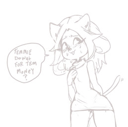 anthro blush bodily_fluids solo sweat unknown_artist undertale undertale_(series) temmie_(undertale) canid canine canis domestic_cat domestic_dog felid feline felis mammal tem source_request