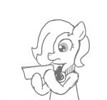 earth_pony emerald_jewel_(colt_quest) equid equine fan_character feral ficficponyfic hasbro horse jewelry male mammal monochrome my_little_pony necklace pony saw solo tools young young_feral young_male