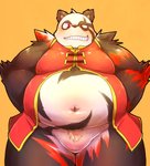 anthro belly black_body black_fur blush clothed clothing fur kemono male navel overweight overweight_anthro overweight_male red_body red_fur solo white_body white_fur chiro_(artist) fanfan bear giant_panda mammal 2015 hi_res