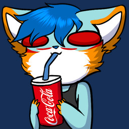 anthro bendy_straw beverage big_eyes black_clothing black_shirt black_tank_top black_topwear blue_hair chibi clothing drinking drinking_straw ears_down hair male pivoted_ears shirt sipping soda solo tank_top topwear xxtwilightlightxx coca-cola falcon_woodwere arctic_wolf canid canine canis mammal wolf 1:1 alpha_channel low_res