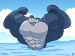 abs angry anthro biceps big_muscles flexing grin huge_muscles hyper hyper_muscles male muscular muscular_anthro muscular_male pecs sea smile solo teeth toony water talegas zig_and_sharko sharko fish marine shark