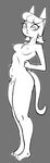 anthro breasts butt feet female looking_at_viewer medium_breasts nipples nude pubes resting_bitch_face simple_background solo tail gold-white-kott a_kitty_bobo_show cartoon_network maggie_(kitty_bobo) domestic_cat felid feline felis mammal digital_media_(artwork) hi_res monochrome