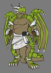 absurd_res anthro armor blizzard_entertainment bracers claws clothing digital_media_(artwork) dracthyr dragon european_mythology full-length_portrait green_body green_eyes green_scales hi_res horn long_tail male membrane_(anatomy) membranous_wings mythological_creature mythological_scalie mythology plated_scales portrait sarong scales scalie solo tail warcraft western_dragon wings ysulyan ysulyan_(ysulyan)