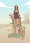 2016 breasts brown_hair clothing cloud day feet female hair hi_res human human_only lunate mammal not_furry outside smile solo