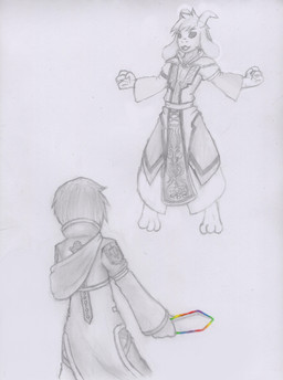 amputee anthro clothing disability hair male simple_background geno28 undertale undertale_(series) ari_miyamota asriel_dreemurr boss_monster_(undertale) bovid caprine demon goat human mammal spirit 2016 absurd_res graphite_(artwork) hi_res traditional_media_(artwork)