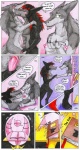anthro balls blush bodily_fluids breasts comic cum cum_inside danwolf15 duo english_text erection female genital_fluids genitals hi_res licking male mammal nude penis pussy sergal tail text tongue tongue_out