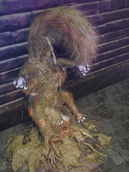 against_surface against_wall anus black_nose bodily_fluids brick brick_wall claws feces feces_in_mouth feces_on_body female feral floor fur genital_fluids genitals open_mouth orange_body orange_eyes orange_fur pawpads pink_anus pink_vulva solo tail teeth tile tile_floor tongue upside_down urine vulva wall_(structure) whiskers kenresek canid canine fox mammal 3:4 3d_(artwork) absurd_res digital_media_(artwork) hi_res