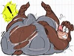 big_butt bodily_fluids bottom_heavy bottomwear brown_body brown_fur bulge butt clothing feet_up fur grin huge_butt male multicolored_body multicolored_fur nervous nervous_smile overalls overalls_only pants pear-shaped_figure smile stubble sweat sweatdrop tan_body tan_fur thick_thighs torn_bottomwear torn_clothing torn_pants two_tone_body two_tone_fur wide_eyed wide_hips gat0pussy24 bear brown_bear grizzly_bear mammal ursine hi_res