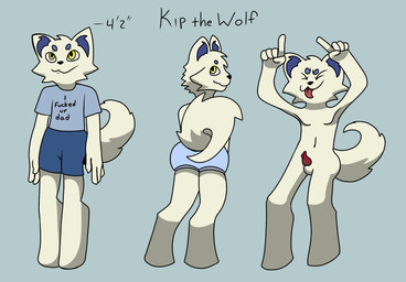 anatomically_correct anatomically_correct_genitalia anthro clothed clothing diaper dominant dominant_young genitals making_faces male penis small_penis solo taunting teasing wearing_diaper young young_male filthivore kip_the_wolf_(character) canid canine canis mammal wolf hi_res