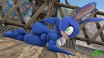 anthro big_breasts big_butt black_nose blue_body blue_fur breasts butt detailed_background female fur green_eyes hand_on_hip looking_back lying multicolored_body multicolored_fur on_side pupils solo thick_thighs white_body white_fur kennythebobcat sega sonic_the_hedgehog_(series) fan_character rui_(kennythebobcat) lagomorph leporid mammal rabbit 16:9 2022 3d_(artwork) digital_media_(artwork) hi_res source_filmmaker_(artwork) widescreen