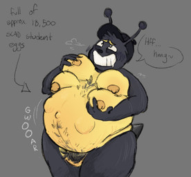4_breasts anthro art_the_bee breasts egg eggnant gynomorph intersex male multi_breast overweight pregnant pregnant_male vermin-x arthropod bee hymenopteran insect hi_res trans_(lore)