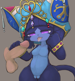 anthro balls blue_body blue_fur bracelet breasts clothing disembodied_penis duo erection featureless_breasts female fur genitals headgear headwear humanoid_genitalia humanoid_penis jewelry male male/female penis purple_eyes solo_focus thick_thighs tongue tongue_out vulva whiskers daz1319 cat_busters ashia_(cat_busters) domestic_cat felid feline felis mammal 2020 digital_media_(artwork) hi_res shaded