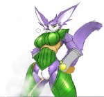 anthro armor bodily_fluids breasts female fur genital_fluids genitals peeing purple_body purple_fur pussy solo tail urine watersports yellow_eyes camiod .hack cyberconnect2 mia_(.hack) domestic_cat felid feline felis mammal