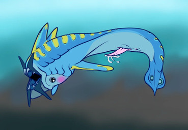 animal_genitalia animal_penis anus blue_body blurred_background bodily_fluids cum erection feral genital_fluids genitals male open_mouth penis sharp_teeth solo teeth toony underwater water slightly_furry subnautica subnautica_2 unknown_worlds_entertainment aquatic fish nibbler_mango_(subnautica) shark