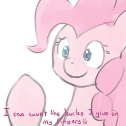 blue_eyes dialogue female feral simple_background smile solo text white_background speccysy friendship_is_magic hasbro my_little_pony pinkie_pie_(mlp) earth_pony equid equine horse mammal pony 1:1 english_text source_request