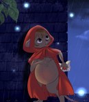 3_toes 4_fingers anthro bangs belly big_belly black_nose brick_wall brown_body brown_eyes brown_fur brown_hair cape cheek_tuft clothed clothing cloud envelope eyelashes facial_tuft feet female fingers fluffy fluffy_chest fur hair hand_on_belly holding_object hood hooded_cape leaf letter looking_up night open_mouth partially_clothed pink_tongue pregnant pregnant_anthro pregnant_female raining red_cape red_clothing red_hooded_cape sky solo star starry_sky tail thick_thighs thin_calves toes tongue torn_clothing tuft wall_(structure) black_kitty rane_(underwatch66) ambient_arthropod ambient_firefly ambient_insect arthropod beetle elateroid firefly insect mammal mouse murid murine rodent 2022 digital_drawing_(artwork) digital_media_(artwork) hi_res