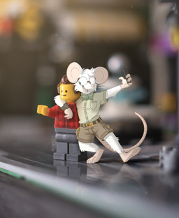 anthro barefoot belt belt_buckle bottomwear bow_tie brown_belt buckle buckteeth cargo_shorts claws clothing eyewear feet fur glasses green_bow_tie green_button-down_shirt khaki_shorts male nerd open_mouth open_smile pink_nose selfie shirt_pocket shorts smile solo taking_picture taking_selfie teeth teeth_showing tongue_showing whiskers white_body white_fur tinydeerguy lego unnnamed_mouse_(tinydeerguy) mammal mouse murid murine rodent hi_res