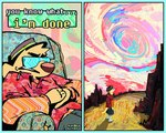 2_panel_comic abstract_background aloha_shirt anthro armchair chair cigarette clothing dialogue eyewear fur furniture hat headgear headwear male outside pattern_clothing pattern_shirt pattern_topwear shirt solo sunglasses text topwear yellow_body yellow_fur rawdawgcomics rawdawgcomics_(series) stahli_(rawdawgcomics) canid canine canis domestic_dog mammal 5:4 artist_name comic digital_media_(artwork) english_text