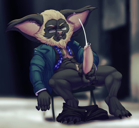 4_toes 5_fingers alternate_species anthro balls beard belly big_ears big_muscles big_pecs big_penis black_balls black_belly black_body black_chest black_claws black_ears black_face black_feet black_fingers black_fur black_hands black_legs black_toes blue_necktie blurred_background bodily_fluids bottomwear bottomwear_down brown_beard brown_chest brown_eyebrows brown_face brown_facial_hair brown_pseudo_hair brown_pubes chair claws clothed clothed_sex clothing cum cum_on_penis cum_on_self cumshot ear_tuft ejaculation erection eyebrows eyes_closed eyewear facial_hair feet fingers fluffy_ears fur furniture genital_fluids genital_piercing genitals glans glasses green_clothing green_jacket green_topwear humanoid_genitalia humanoid_hands humanoid_penis inside jacket light looking_pleasured male male_anthro masturbation muscular muscular_anthro muscular_male muscular_thighs necktie on_chair open_mouth orgasm orgasm_face pants pants_down partially_clothed partially_clothed_anthro partially_clothed_male pecs penile penile_masturbation penis penis_piercing piercing pink_glans pink_inner_ear pink_nose pink_penis plantigrade prince_albert_piercing pseudo_hair pubes quads rectangular_glasses sex shirt sitting solo spread_legs spreading three-quarter_view toes topwear tuft two_tone_chest two_tone_face undressing wearing_glasses white_clothing white_dress_shirt white_shirt white_topwear bristol league_of_legends riot_games tencent mammal yordle 2021 absurd_res alternate_version_at_source colored digital_drawing_(artwork) digital_media_(artwork) full-length_portrait hi_res portrait shaded