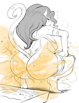 anticipation anus back_boob big_breasts big_butt big_hair biped blush bodily_fluids breasts breath butt camel_toe claws crouching fart fart_cloud fart_fetish female flies_for_smell fur genital_fluids hair hand_on_leg hand_on_own_leg hand_on_own_thigh hand_on_thigh imminent_pooping imminent_scat litter_box looking_back narrowed_eyes raised_tail rear_view sigh simple_background smelly solo stink_fumes stink_lines sweat sweaty_butt tail vaginal_fluids white_background gastank18 capcom darkstalkers felicia_(darkstalkers) animal_humanoid cat_humanoid felid felid_humanoid feline feline_humanoid humanoid mammal mammal_humanoid 2020 absurd_res archived_source digital_media_(artwork) greyscale hi_res monochrome sketch spot_color