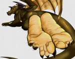 5_toes claws feet foot_fetish foot_focus humanoid_feet lying male on_front plantigrade pose soles solo teasing toes robinthefox mythology hudson_(zp92) dragon mythological_creature mythological_scalie scalie