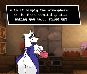 anthro baking cooking female solo text dango_tango deltarune microsoft minecraft mojang undertale_(series) xbox_game_studios toriel bovid caprine goat humanoid mammal english_text