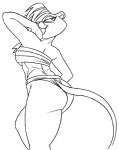 anthro big_butt breasts butt butt_pose chest_wraps female looking_back pose solo thick_thighs wraps redout el_arca bruma felid lion mammal pantherine black_and_white digital_drawing_(artwork) digital_media_(artwork) monochrome