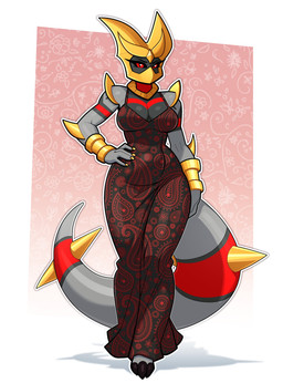 anthro big_tail breasts clothing dress female front_view hand_on_hip looking_at_viewer pose red_eyes solo spiked_tail spikes spikes_(anatomy) tail thick_tail tight_clothing tight_dress wide_hips budoti mythology nintendo pokemon dragon generation_4_pokemon giratina legendary_pokemon mythological_creature mythological_scalie origin_forme_giratina pokemon_(species) scalie absurd_res hi_res pinup
