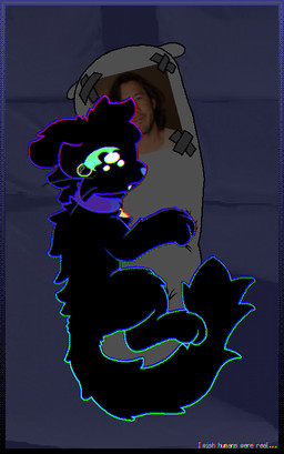 bed bell bell_collar black_body black_fur bodily_fluids body_pillow collar crying feral fur furniture male pillow solo tears text toony whiskers jeopardizing_jellybeans_of_jarring_jandemonial_jevastation markiplier felid feline mammal signature