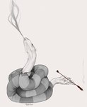 4_fingers alien all_tomorrows cigarette_holder clothing epsilongruis fingers genetically_modified hi_res monochrome one_hand posthuman signature simple_background smoking snake_person_(all_tomorrows) tail tail_hand unusual_anatomy unusual_tail