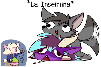 against_floor against_surface ahegao anthro belly_blush big_horn big_tail black_eyes blue_clothing blue_highlights blue_jacket blue_saliva blue_topwear blush bodily_fluids body_blush bottomwear chibi clothing colored_saliva cute_fangs derp_eyes dialogue doggystyle dominant dominant_male eyelashes eyes_closed fangs female from_behind_position fur gesture green_clothing green_shirt green_topwear grey_body grey_fur grey_hair group hair hand_gesture highlights_(coloring) hooves horn jacket long_eyelashes long_hair looking_pleasured male male/female meme_face meme_pose motion_lines multi_horn navel nude nude_female nude_male orgasm_face pants pregnant pregnant_female purple_body purple_hair purple_scales saliva saliva_on_floor scales sex sharp_teeth shirt short_hair short_tail simple_background simple_eyes smile tail tail_aside tear_trough teeth text thumbs_up topwear trio tuft two_tone_tail unusual_bodily_fluids unusual_saliva white_body white_fur white_wool wool_(fur) twtr mythology jim_the_lamb wolf_(twtr) bovid canid canine canis caprine dragon humanoid mammal mythological_creature mythological_scalie scalie sheep wolf english_text hi_res meme spanish_text