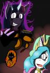 anthro anthrofied aura duo female glowing hair horn open_mouth twilight_venom heroesheaven friendship_is_magic hasbro konami metal_gear my_little_pony mythology princess_celestia_(mlp) twilight_sparkle_(mlp) venom_snake equid equine mammal mythological_creature mythological_equine unicorn 2015 crossover hi_res