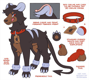 animal_genitalia animal_penis balls canine_genitalia canine_penis card claws collar collar_only curved_horn feral flaccid forked_tongue genitals horn jewelry male nude pendant penis sheath simplified_pawpads solo studs tongue gashamon_(artist) nintendo pokemon gashadog generation_2_pokemon houndoom pokemon_(species) archived_source model_sheet