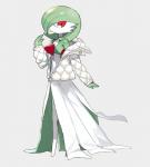 ambiguous_gender clothing green_hair hair long_legs micro_calves micro_legs micro_thighs not_furry red_eyes simple_background slim solo thin_calves thin_legs thin_thighs white_body white_skin esasi8794 nintendo pokemon gardevoir generation_3_pokemon pokemon_(species)