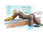 anthro breasts brown_body brown_feathers butt feathers female looking_at_viewer looking_back nude pool poolside solo tail text white_body white_feathers samareck haley_(samareck) accipitrid accipitriform avian bald_eagle bird eagle sea_eagle 4:3 absurd_res english_text hi_res