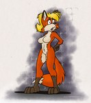 anthro blonde_hair female hair looking_at_viewer nude shocked shower shower_room solo spooked worried_look sierraromeo trixie_vixen canid canine fox mammal