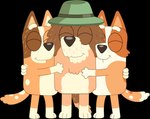 anthro brown_body brown_fur bucket_hat clothing facial_markings female fur gloves_(marking) green_clothing green_hat green_headwear group hat head_markings headgear headwear hug leg_markings male markings mask_(marking) orange_body orange_fur simple_background socks_(marking) tan_body tan_fur transparent_background trio white_body white_fur porygon2z bluey_(series) brandy_cattle chilli_heeler mort_cattle australian_cattle_dog canid canine canis cattledog domestic_dog herding_dog mammal pastoral_dog absurd_res alpha_channel hi_res daughter_(lore) father_(lore) father_and_child_(lore) father_and_daughter_(lore) parent_(lore) parent_and_child_(lore) parent_and_daughter_(lore) sibling_(lore) sister_(lore) sisters_(lore)