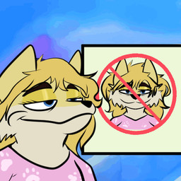 anthro blonde_hair blue_eyes clothing female fur hair long_hair pajamas pink_clothing solo yellow_body yellow_fur jakesart animal_humanoid canid canid_humanoid canine canine_humanoid canis dog_humanoid domestic_dog humanoid mammal mammal_humanoid low_res meme