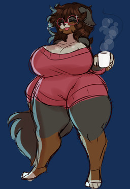 anthro big_breasts blep breasts brown_hair clothing container crossgender cup curvy_figure eyewear female glasses hair huge_breasts long_hair looking_at_viewer mug round_glasses sketchy smile solo sweater thick_thighs tongue tongue_out topwear tri_color_fur voluptuous furrreun dave_(swissy) bernese_mountain_dog canid canine canis domestic_dog mammal molosser mountain_dog swiss_mountain_dog absurd_res alpha_channel hi_res