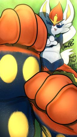 anthro feet first_person_view foot_fetish foot_focus one_eye_closed soles toes tongue tongue_out white_body anonbb nintendo pokemon cinderace generation_8_pokemon pokemon_(species) hi_res
