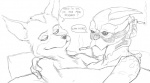 after_sex after_sex_smoking anthro cigarette dialogue duo homophobic_slur male simple_background slur smoking text white_background fredryk_phox bioware electronic_arts mass_effect nintendo paintchat star_fox fox_mccloud garrus_vakarian alien canid canine fox mammal turian english_text monochrome