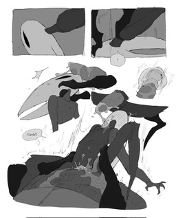 abdominal_bulge anthro biped black_body blush blush_lines bodily_fluids cervical_penetration cum cum_on_face deep_penetration dialogue dominant duo erection female female_penetrated forced genital_fluids genitals head_grab horn larger_anthro larger_dom larger_male lying male male/female male_penetrating male_penetrating_female male_raping_female manhandling motion_lines neck_grab obese obese_anthro obese_male on_back overweight overweight_anthro overweight_male penetration penile penile_penetration penis penis_in_vagina penis_on_face pinned pinned_to_ground rape rough_sex segmented_body sex size_difference smaller_anthro smaller_female smaller_penetrated smaller_raped speech_bubble table_lotus_position vaginal vaginal_penetration justdog hollow_knight:_silksong hollow_knight_(franchise) team_cherry hornet_(hollow_knight) arachnid arthropod fly_(animal) insect spider wardenfly 2026 comic greyscale hi_res monochrome