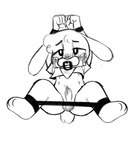 anthro bodily_fluids bound erection gag hands_tied male multi_nipple nipples pacifier pacifier_gag questionable_consent restraints solo spreader_bar tears young young_anthro binkybnuuy haley_(binkybnuuy) lagomorph leporid mammal rabbit hi_res monochrome