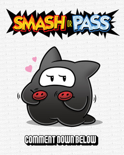 ambiguous_gender bedroom_eyes black_body black_eyes buttons_(nipples) eyelashes heart_symbol kneeling monotone_body motion_lines narrowed_eyes seductive simple_background solo text text_background white_background downrightshoddy mario_bros nintendo ninji_(mario) 4:5 absurd_res english_text full-length_portrait hi_res portrait