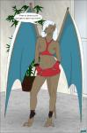 bat_wings breasts dialogue female hair irl_trace latex membrane_(anatomy) membranous_wings navel nipples solo teal_wings text white_hair white_wings wings fab3716 disney gargoyles delilah_(gargoyles) gargoyle humanoid french_text translated