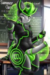 anthro balls genitals looking_at_viewer male min-3_(oc) penis solo tail text glacialpain equid equine horse mammal robot_anthro digital_media_(artwork)
