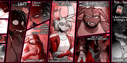 anthro argument bar dialogue female group male text softbunnyhouse cleonoris_saris fatima_coco lagomorph leporid mammal rabbit absurd_res comic english_text hi_res